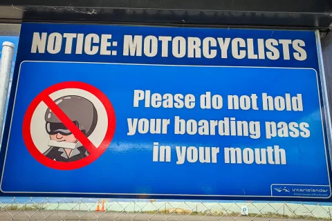 notice board for motorcyclists boarding a ferry